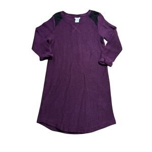 Soft Surroundings Women's Long Sleeve shirt dress, L, Plum/Maroon Cotton Blend